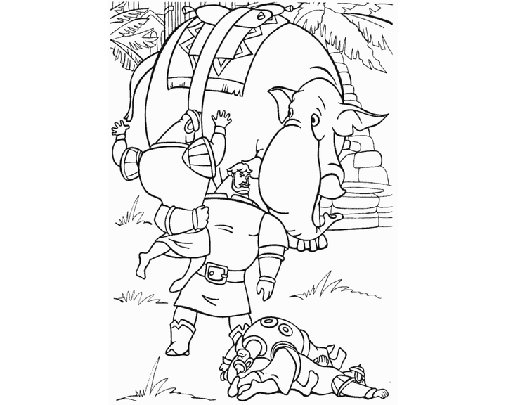 Илья Муромец поднимает слона
