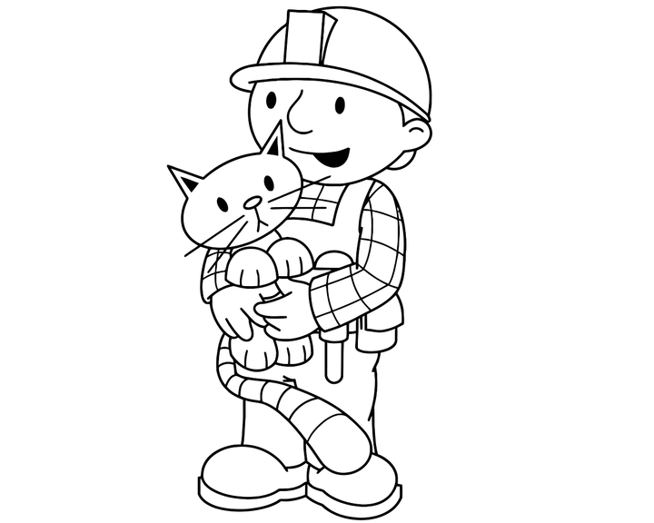 Боб-строитель с  кошкой