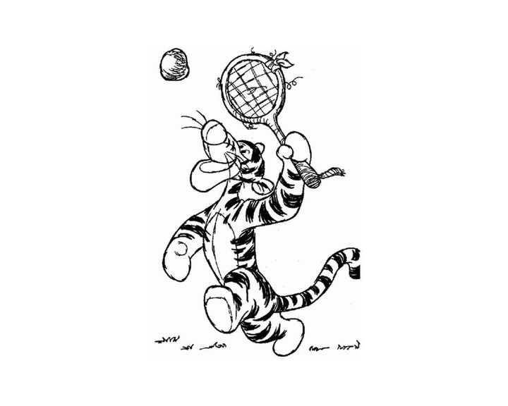 Тигра играет в теннис