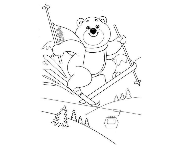 Мишка на лыжах