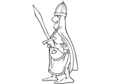 Рыцарь с мечом и шлемом