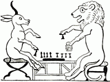 Лев и козел играет в шахматы
