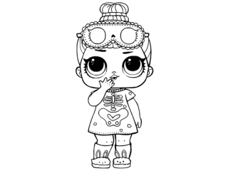 Раскраски куклы LOL|девочка в костюме скелета