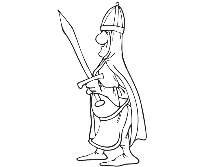 Рыцарь с мечом и шлемом