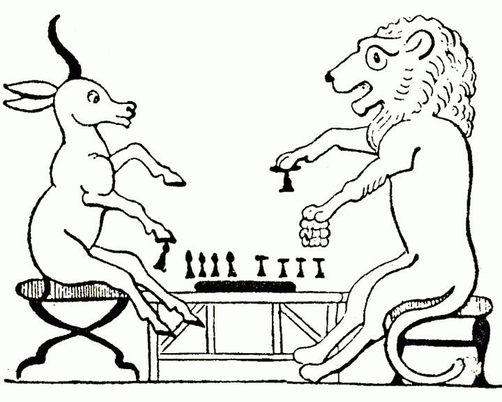 Лев и козел играет в шахматы