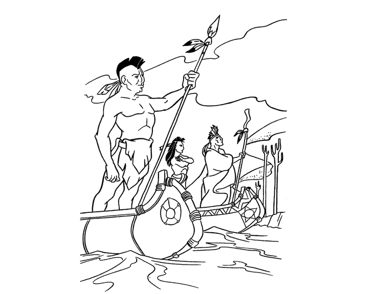 Индейцы плывут на лодках