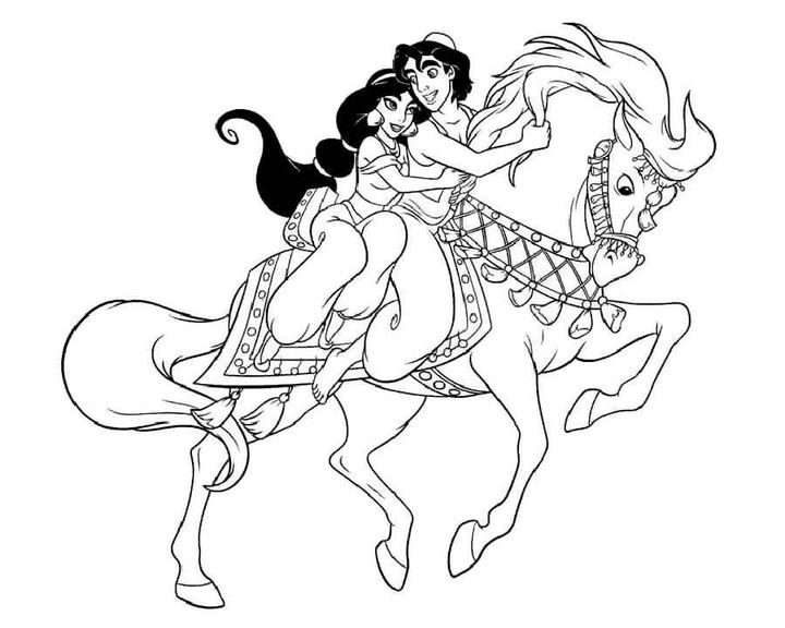 Алладин и Жасмин скачут на коне