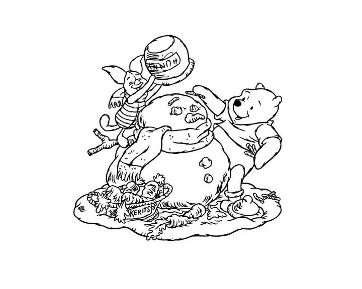 Вини-пух и Хрюня строят снеговика