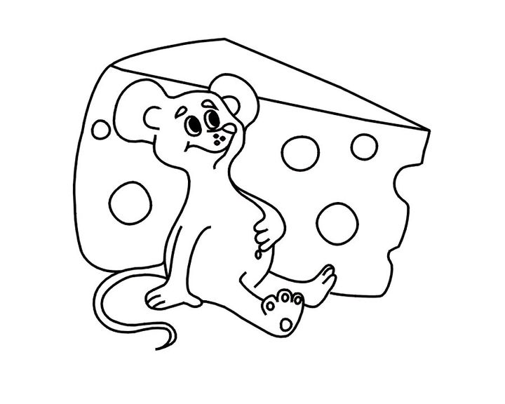 Мышь с большим куском сыра