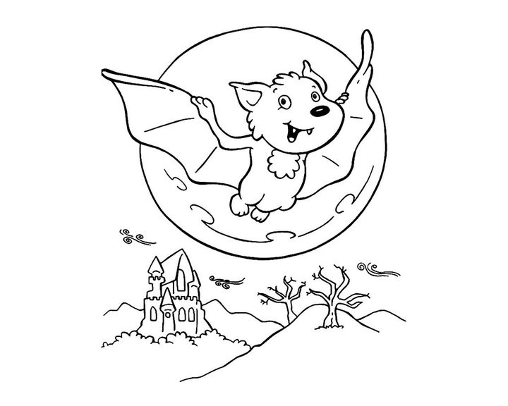 Летучая мышь на фоне луны