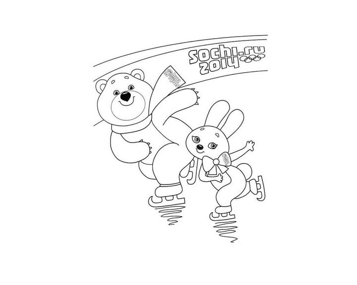 Заяц и мишка на коньках