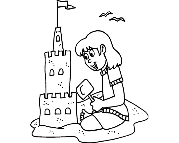 Девочка строит замок
